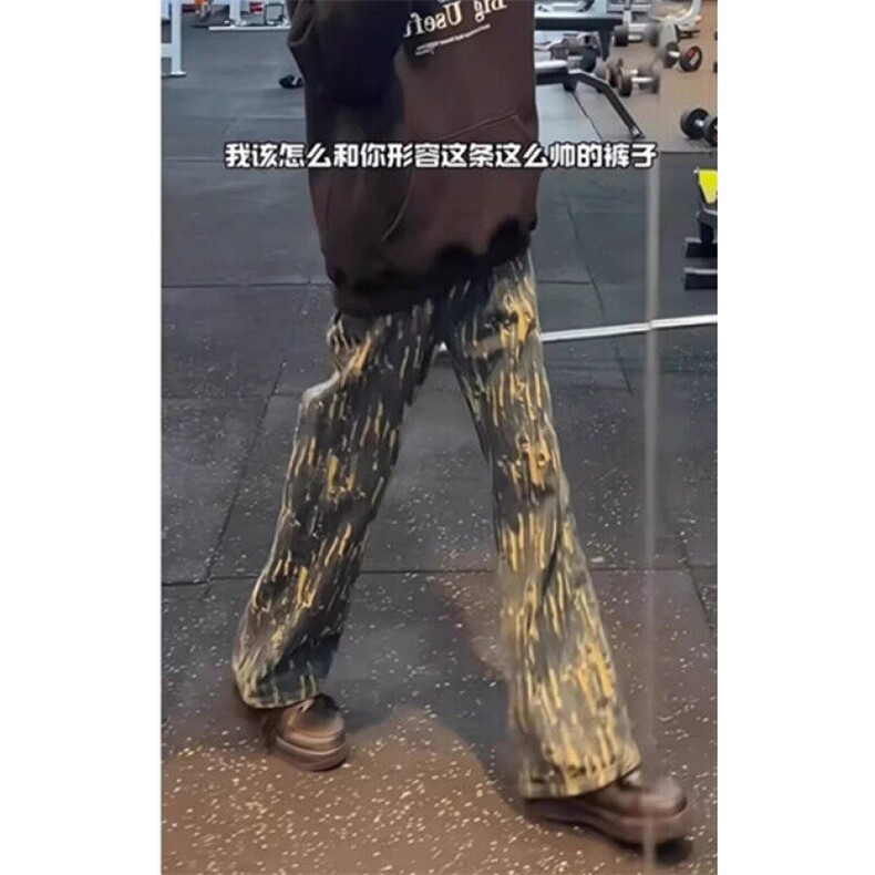 复古假破洞牛仔裤男2025春秋季高街痞帅直筒微喇裤子K415,男装牛仔裤,星座1116A（原606A-3）