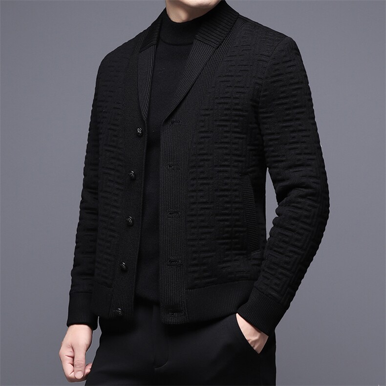 V2335钱塘2020-3秋冬新款男士时尚休闲针织夹克中厚V领外套P255,男装夹克,钱塘207-3