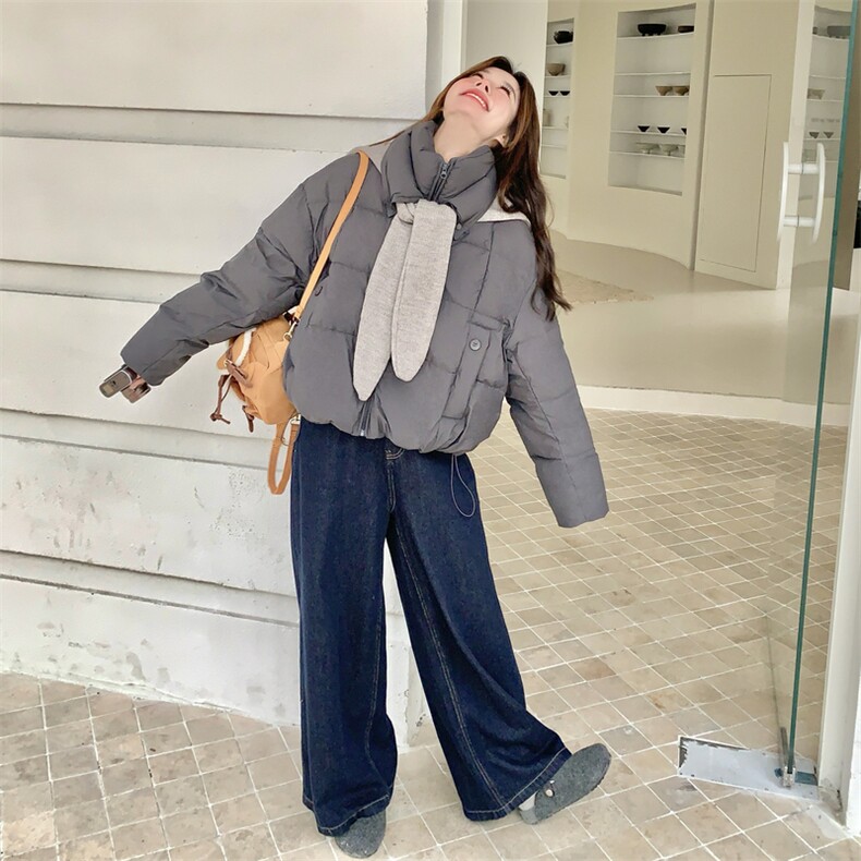 针织披肩灰色90绒羽绒服女2025冬季新款设计感显瘦气质巨好看外套,女装羽绒服,艾米莉亚