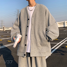 华夫格针织外套男春季宽松V领开衫卫衣日系潮牌学生情侣休闲夹克，男装夹克，星座218-1（原230）
