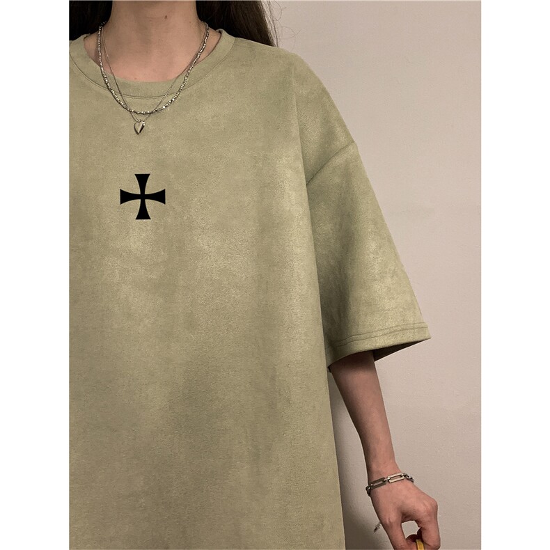 中性夏装新款短袖T恤男女情侣宽松麂皮绒半袖夏季大码上衣S320P28,男装T恤,电商A233-1