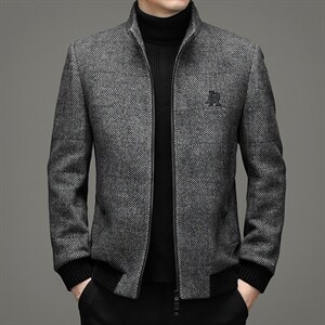 商务休闲气质夹克中青年男秋冬宽松百搭呢子立领外套ZG2803-P260，男装夹克，电商B212（原钱塘6029）