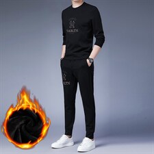 BJ90803冬季2023年新款男士长袖长裤修身休闲加绒卫衣套装P173，男装休闲套装，电商B360