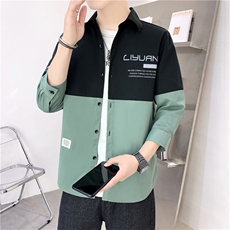 短袖衬衫男士衬衣夏季薄款潮牌工装七分袖上衣服休闲拼色夏装外套，男装T恤，星座506A