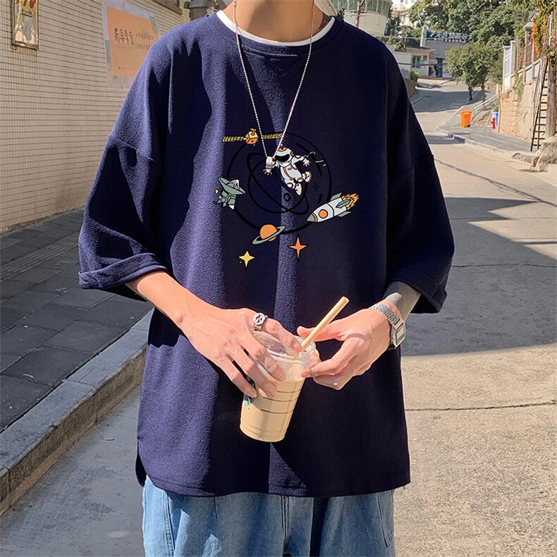 Q11142-P30春夏季七分袖t恤男大码五分袖男短袖中袖,男装T恤,电商A040