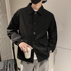 社会风秋纯色宽松衬衫领风衣夹克B297-7706-P88控118，男装夹克，电商B297