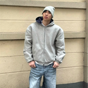 抖音得物高品质二开 25秋冬美式重磅宽松结构双面连帽卫衣外套W68图片
