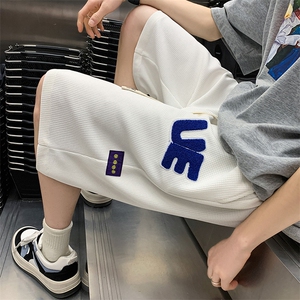 2025夏季新款UE绣标五分裤男华夫格休闲中裤运动短裤衩 K1073-P26图片