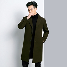 HN1802新款毛呢大衣男韩版羊毛外套长款商务主推货足可加棉P175，男装毛呢大衣，电商B360