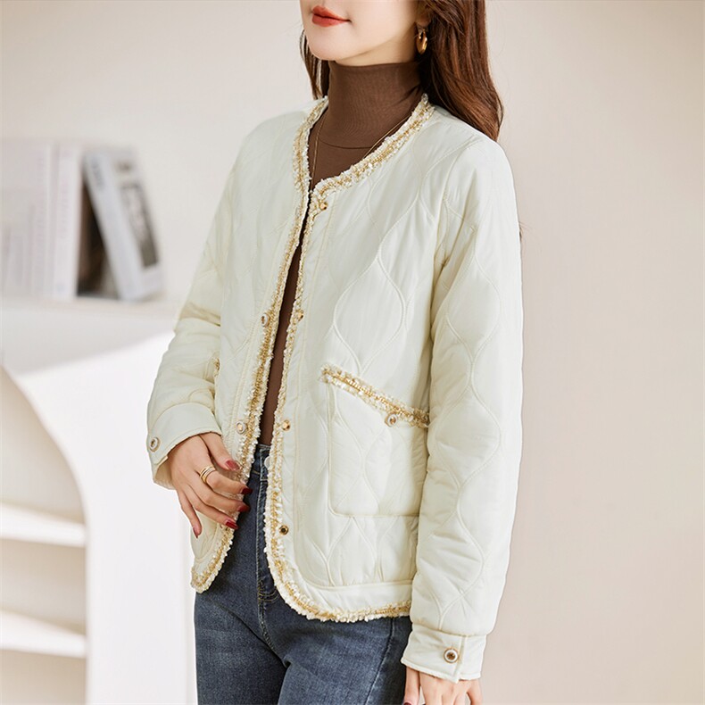 短款外套女2023新款冬季夹棉夹克秋冬薄款时尚棉衣棉服，女装棉衣/棉服，贵人树