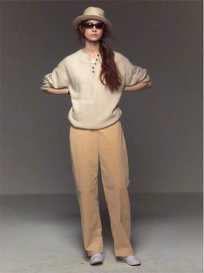 卷边半开圆领时尚百搭休闲套头针织女,针织衫/毛衣,百纯羊绒
