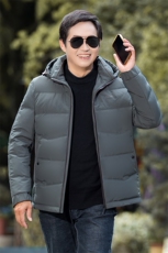 新款男士休闲冬装外套中老年羽绒服男中长款加厚连帽爸爸装，男装羽绒服，钱塘6003（原4033）