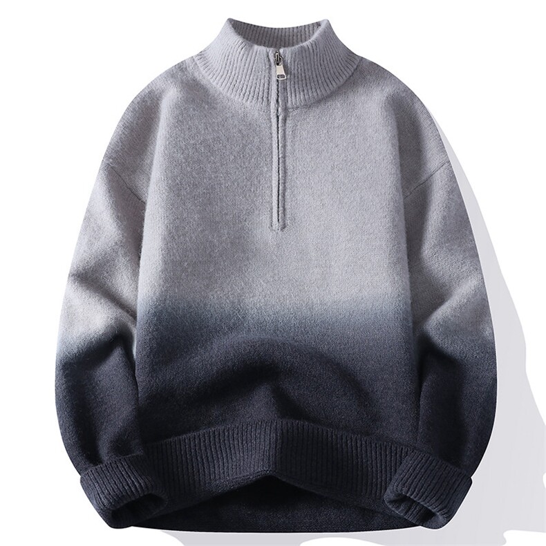 25770-特P58秋季时尚立领毛衣外套男针织衫渐变色宽松打底衫，男装T恤，电商D310B