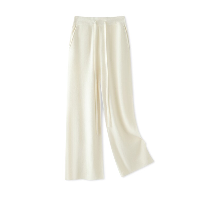 新款软糯纯色针织宽松舒适带兜休闲羊绒裤女，女装休闲裤，万谦羊绒