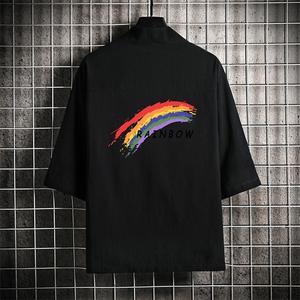 HF59064-P40风汉服男开衫外套七分袖道袍 网格挂拍图片