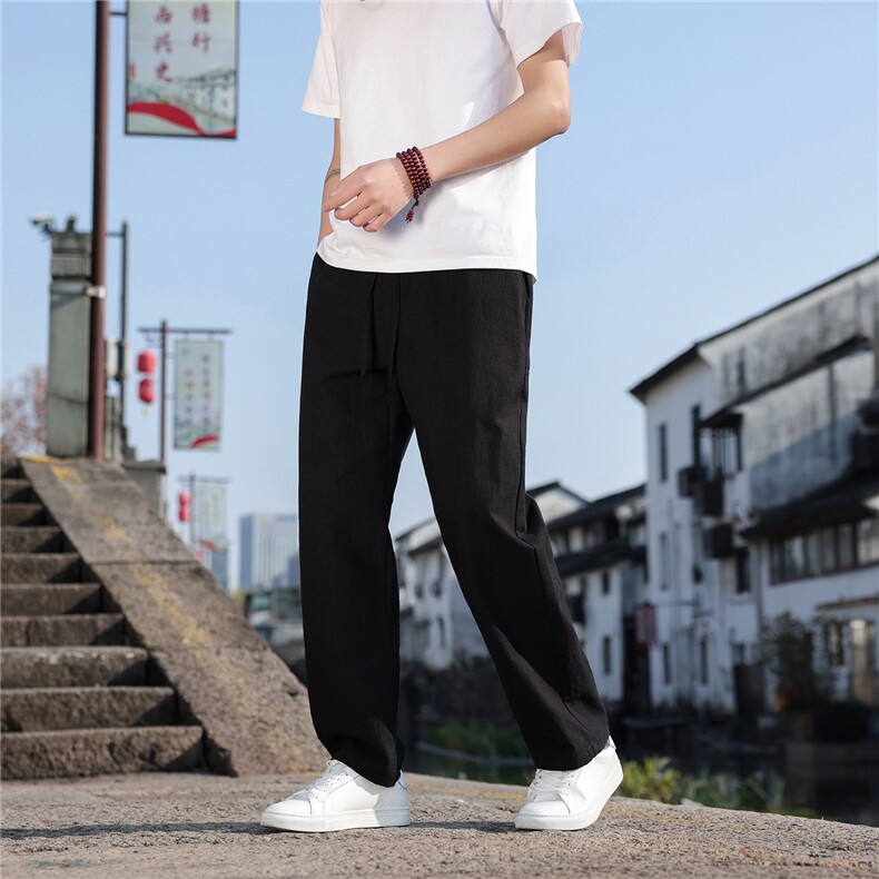 2026夏季新款宽松大码纯色休闲风男装苎麻休闲裤K2610,男装休闲裤,电商A008