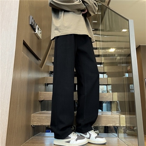 休闲西裤男毛呢松紧腰直筒长裤免烫男士西装裤子K2551 TP45图片