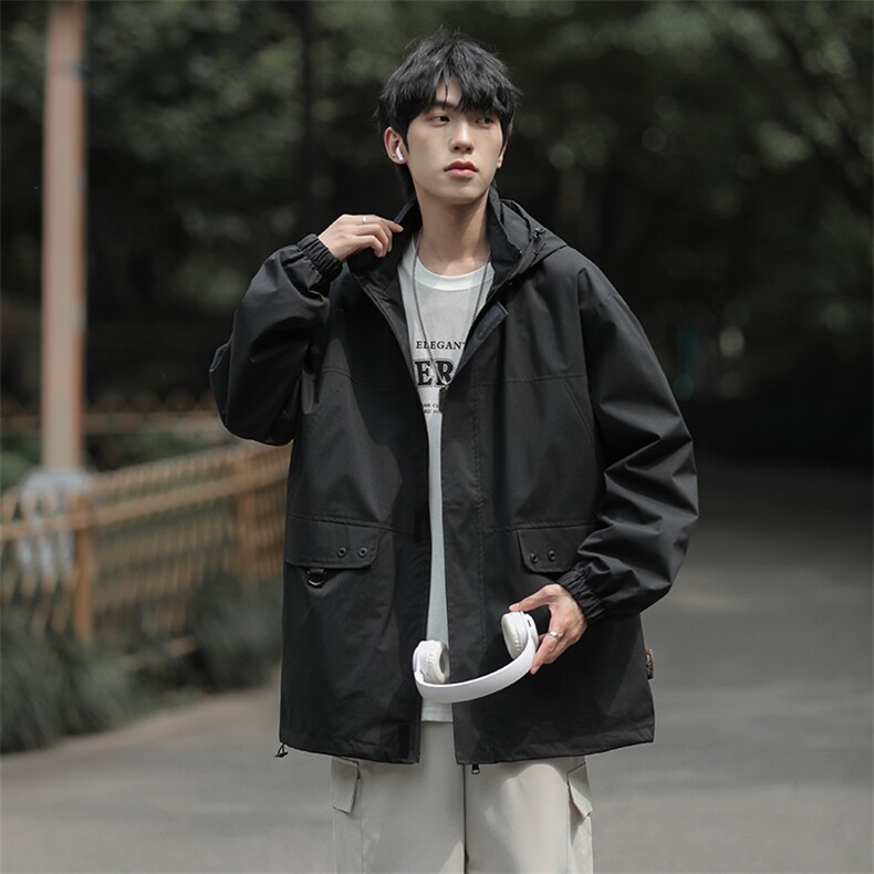 新款连帽冲锋衣夹克男山系户外潮流宽松休闲外套A238-JK2305-P68,男装夹克,星座717