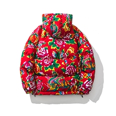 连帽东北大花棉衣外套风汉服宽松棉服棉袄保暖A1P-85，男装棉衣，电商A128