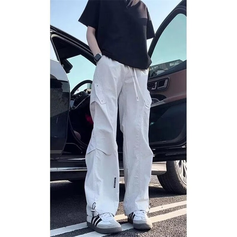 美拉德褶皱工装裤2025春季新款女美式高街痞帅宽松直筒休闲长裤子,男装工装外套,星座1210-1
