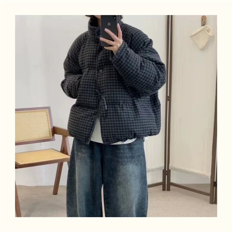 S808-P89韩版新款复古格纹羽绒棉服棉衣外套图片