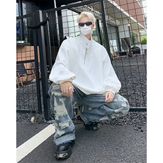 WY102-P40美式华夫格立领拉链卫衣，男装卫衣，星座1501-1