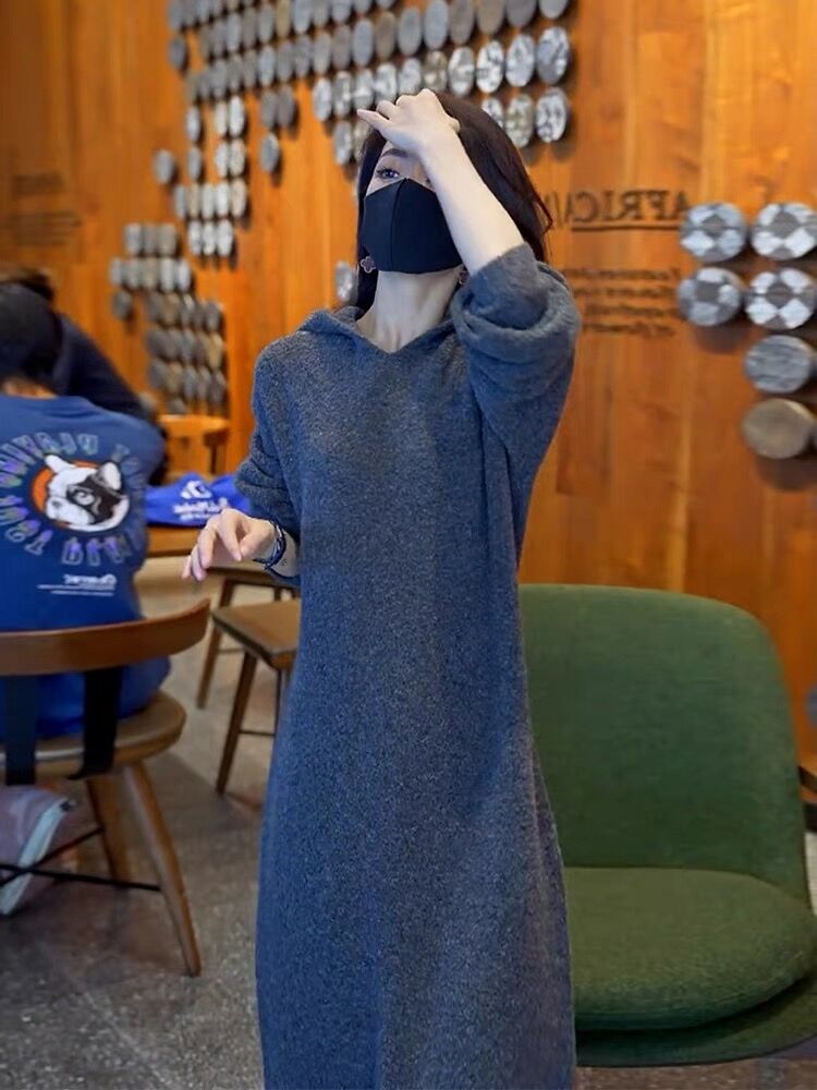连衣裙女秋冬时尚气质百搭中长款潮流显瘦裙子,女装连衣裙,恩泰羊绒