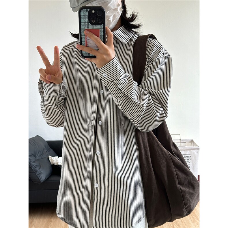 高品质牛仔条纹衬衫潮牌长袖衬衣潮流宽松休闲外套CS017-P30,男装衬衫,星座301C-5