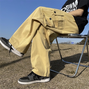 工装裤男款潮牌多口袋直筒阔腿裤子潮流复古宽松休闲裤男D260/P45图片