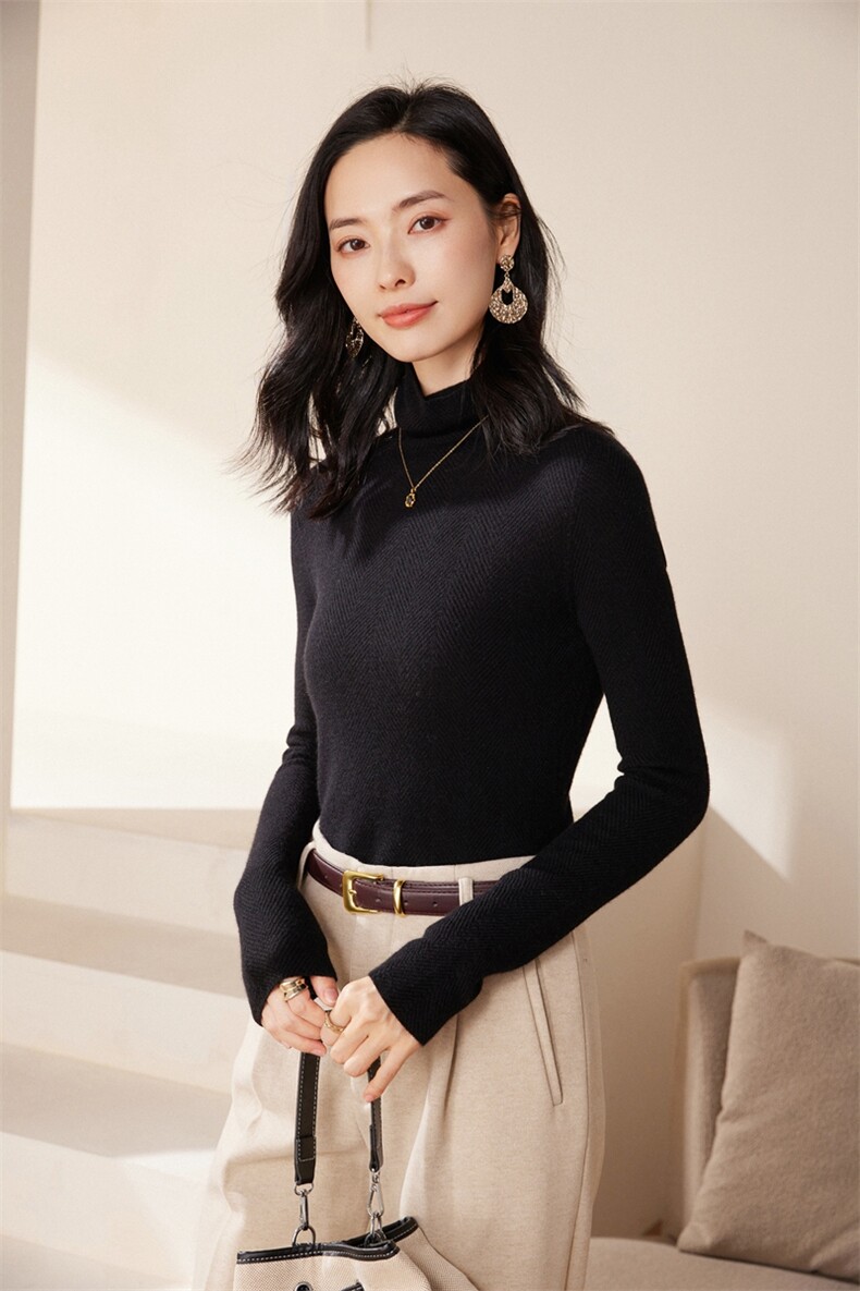 美丽诺无缝100羊毛衫女高领打底衫超细薄款精纺羊绒毛衣针织衫,针织衫/毛衣,江帆羊绒