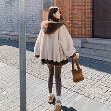 皮毛一体拼色外套2C095913P195K278，女装短外套，2C095