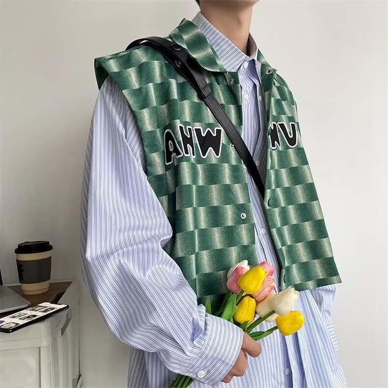 潮流短款叠穿无袖马甲外套男夏季设计感无性别外搭上衣W7074-P36,男装背心/马甲,星座512-2