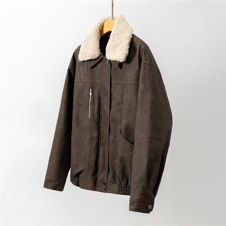 1PU皮复古做旧可脱卸羊羔毛领大码M-5XL夹克棉衣男77933P138控198，男装夹克，星座226-2