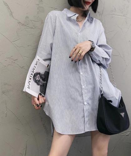 SGH2090洋气立领后开叉条纹衬衫,女装衬衫,L·H·X