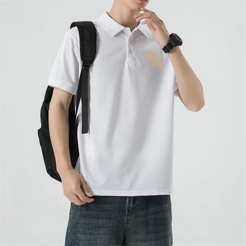 潮文字印花polo衫男士翻领短袖t恤夏季潮牌百搭立领男装上衣服,男装T恤,星座506A