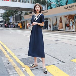2021年夏季时尚潮流舒适简约个性中长款连衣裙图片