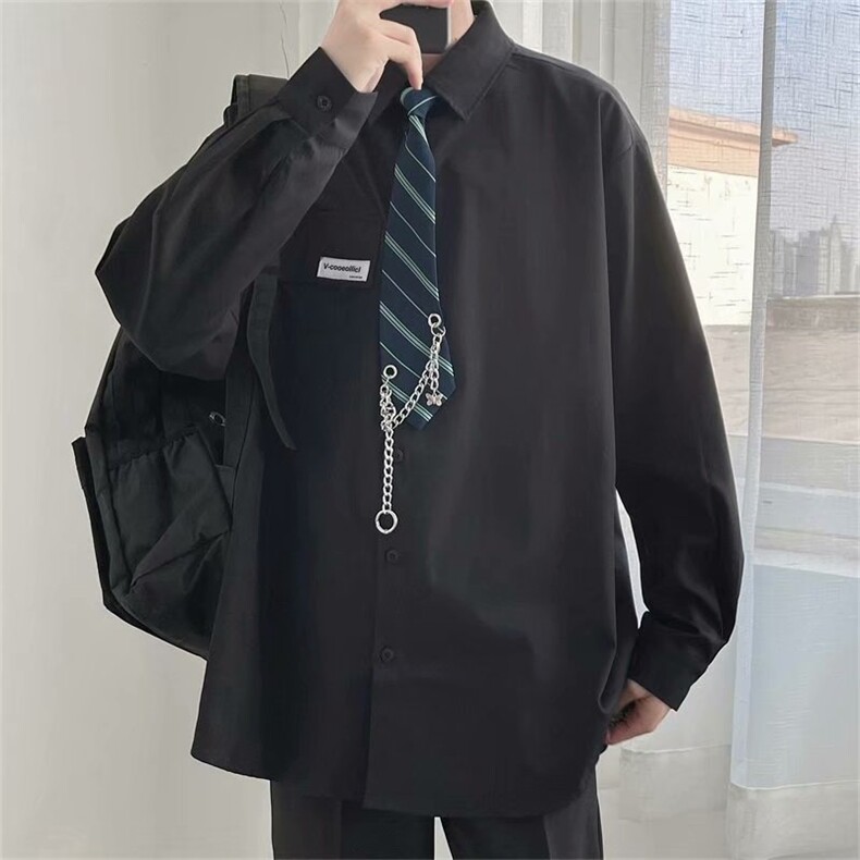 长袖衬衫配领带春款男潮流H20P35,男装衬衫,星座1116-2