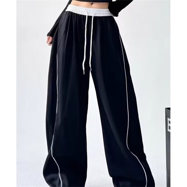 时尚休闲运动裤男女2025秋季撞色设计感花边宽松阔腿裤K185，女装休闲裤，星座1116A（原606A-3）