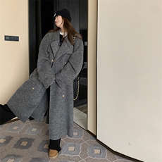 韩版时髦气质长款双面羊绒大衣女2025秋冬季新款收腰显瘦呢子外套，女装毛呢外套，2C372