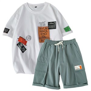 休闲运动套装男痞ins潮牌网红短袖t恤男宽松短裤两件套DS855T图片