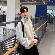KT53-P482025秋季美式重磅休闲卫衣男士宽松半拉链立领上衣，男装卫衣，电商B323A