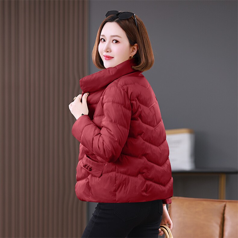 时尚保暖立领棉服外套女冬季新款修身显瘦短款棉衣,女装棉衣/棉服,雪樱依海