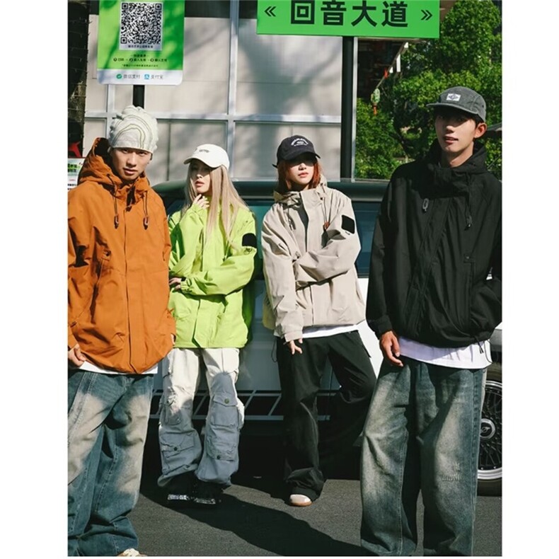 山系户外情侣装连帽上衣服2024秋新款男女宽松夹克外套,男装夹克,星座412-3