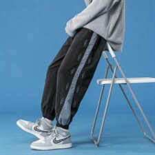 蓝底2024秋冬新款撞色拼接宽松束脚运动休闲潮牌裤子2105-P45控69图片