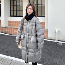数据好灰色针织拼接50绒羽绒服外套1255P295K428，女装羽绒服，2C176