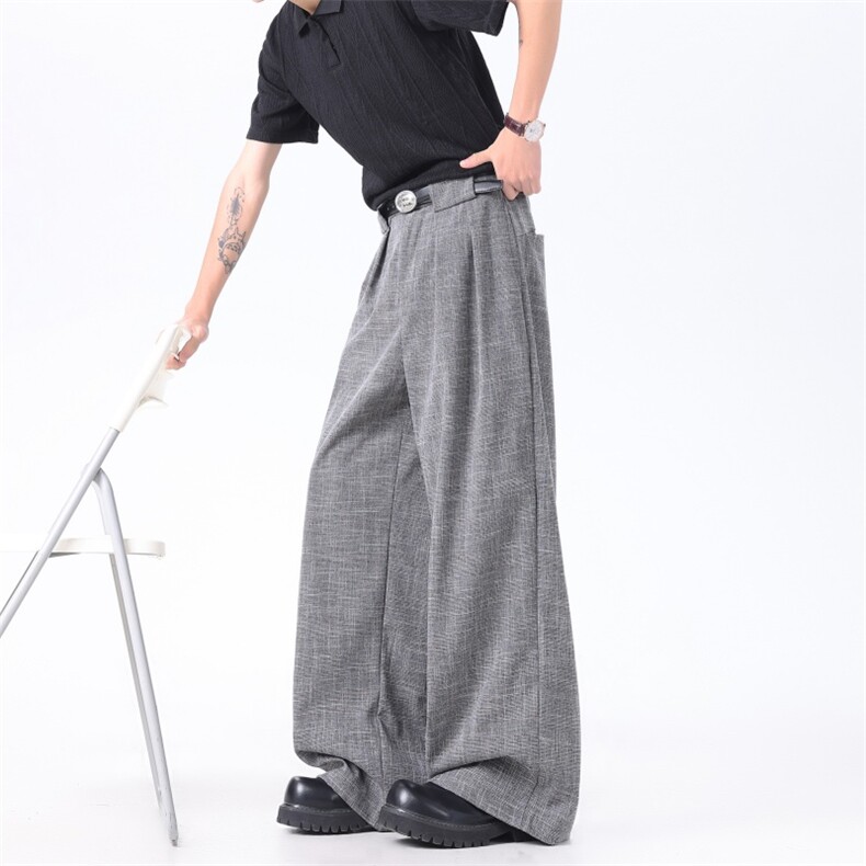 XZ-221-1/K1215/P65美式老钱风条纹肌理千鸟格垂感阔腿休闲西裤，男装西裤，星座221-1