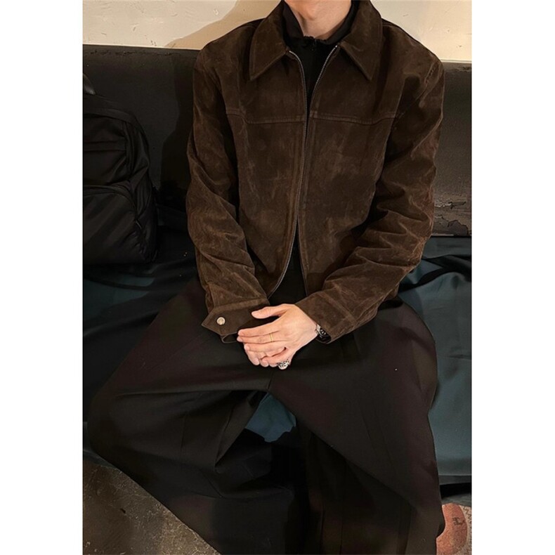 复古短款皮衣男士春季宽松翻领外套韩系潮流夹克J9006,男装皮衣,星座1116A（原606A-3）