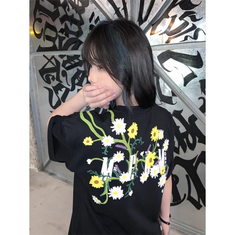 H0684-P35大刺绣包边拉肩休闲短袖T恤,女装T恤,星座617A-2