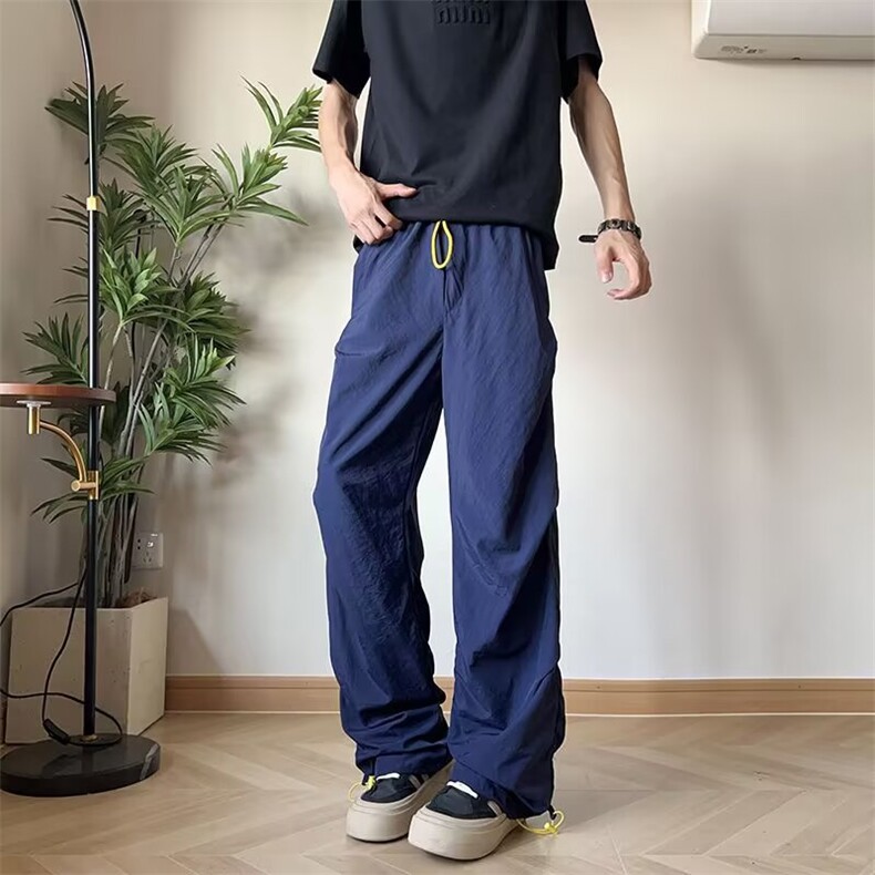 口袋字母速干运动休闲裤男夏季大码宽松潮牌阔腿裤百搭长裤,男装休闲裤,四季星座505