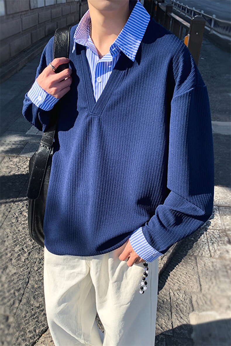 学院风假两件卫衣潮流宽松休闲上衣A161-MT-2603-P48,男装卫衣,电商A161